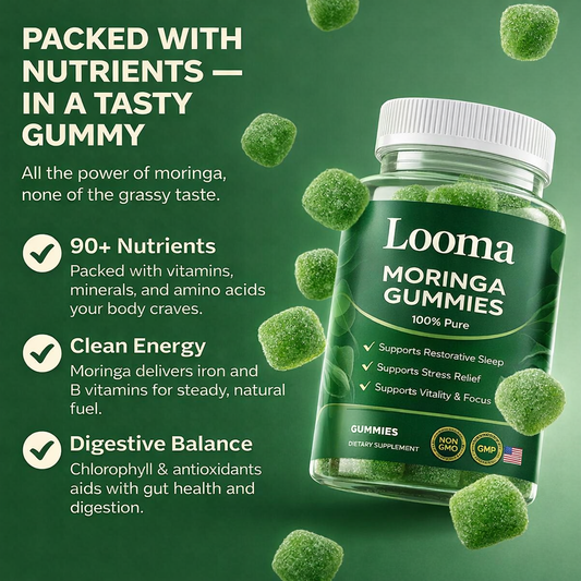 Looma Moringa Gummies - Powerful Daily Nutrient Support for Energy, Sleep & Stress Relief